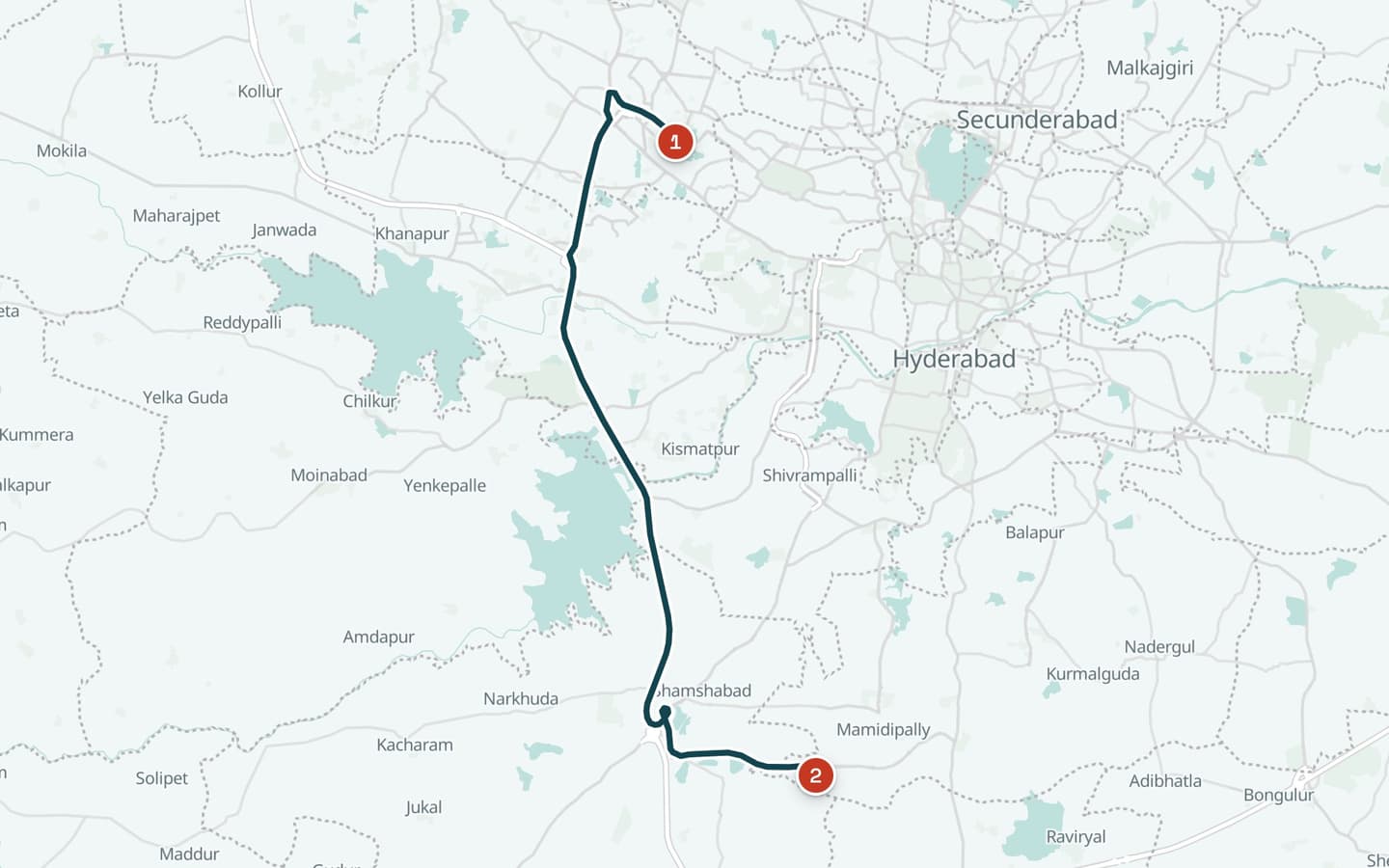 Map of day 4, Debrief and departure, with 2 numbered stops
