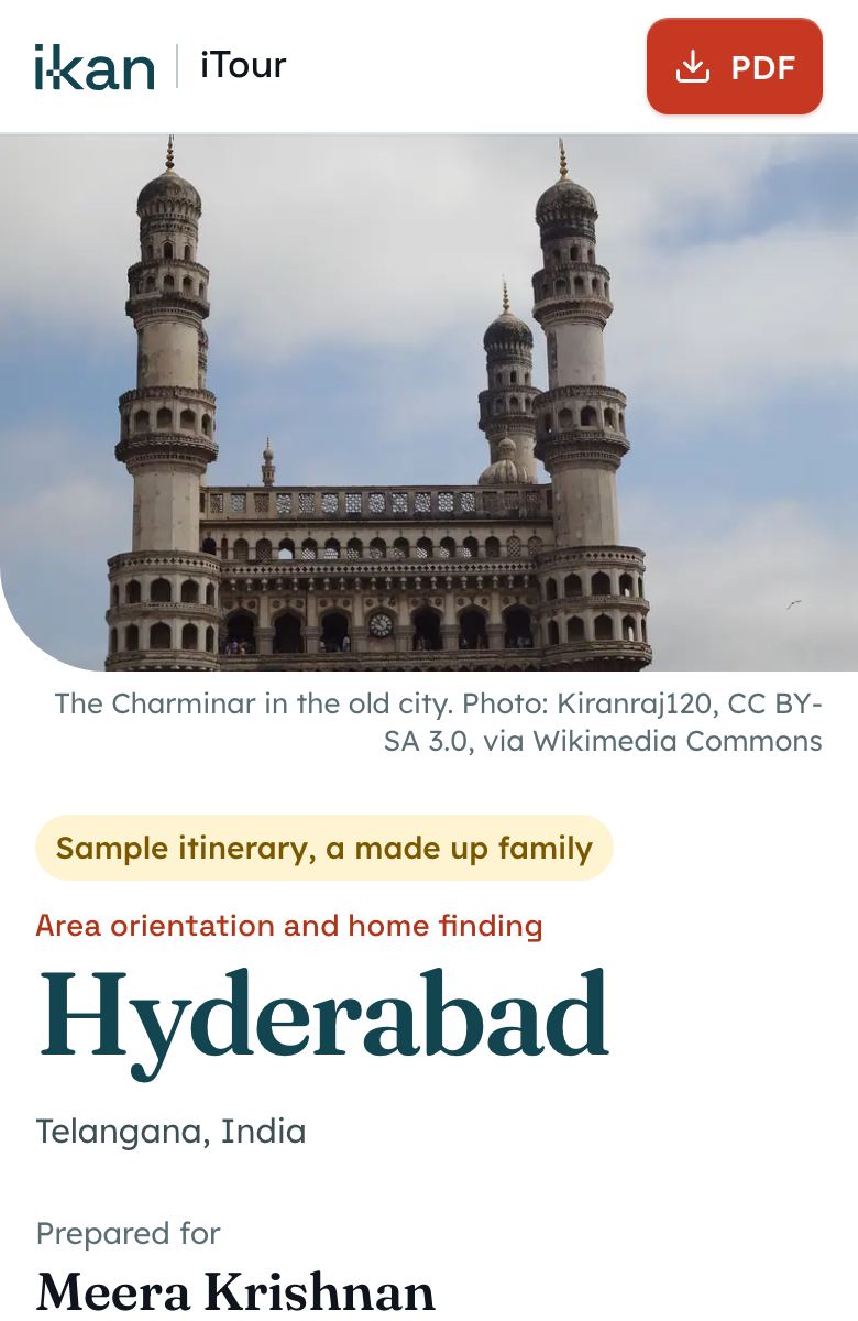 The family’s plan open on a phone: the Hyderabad cover